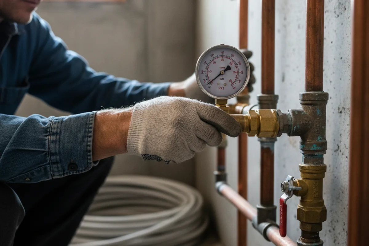 Pressure testing a repaired line during Water Line Repair in Cornersville